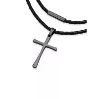 ราคา 555jewelry สร้อยคอ Unisex สแตนเลสสตีล ดีไซน์ ไม้กางเขน สีดำ 45cm (GRMKPPR000122859)