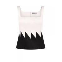 ราคา ASAVA ( SS25 )เสื้อผู้หญิง ทรงคอร์เซ็ท คอเหลี่ยม แขนกุด ซิปหลัง ตัดต่อผ้าดัชเชสซาตินสองสี สีงาช้าง M (MKP2091212)