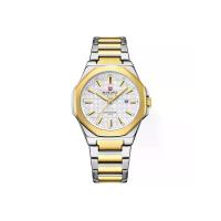 ราคา NAVIFORCE นาฬิกาข้อมือผู้ชาย NF9258 E สายสแตนเลส 40mm สี 2 กษัตริย์ทอง หน้าปัดขาว (MKP2085772)