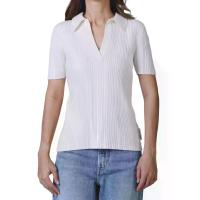 ราคา CALVIN KLEIN เสื้อสเวตเตอร์แขนสั้นคอโปโลผู้หญิง Smooth Cotton สี Off White L (MKP2059730)