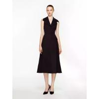 ราคา ASAVA (SS24) เดรสผู้หญิงแขนกุด ปกใหญ่ คอวี แต่งกระดุมหน้า สีดำ XS (GRMKPPR000124251)