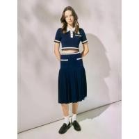 ราคา ASV (RS24) กระโปรงผู้หญิง ตัดต่อผ้าพลีท แต่งกระดุมทอง สีกรมท่า XS (GRMKPPR000124828)