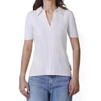 ราคา CALVIN KLEIN เสื้อสเวตเตอร์แขนสั้นคอโปโลผู้หญิง Smooth Cotton สี Off White S (MKP2059731)