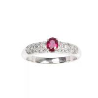 ราคา BEAUTY GEMS แหวนแพลทินัม 900 ประดับทับทิมและเพชร 54 (GRMKPPR000068873)