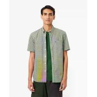 ราคา LACOSTE เสื้อเชิ้ตเเขนสั้นผู้ชายลาคอสท์ ลายตาราง สีเขียว 43 (MKP2056566)
