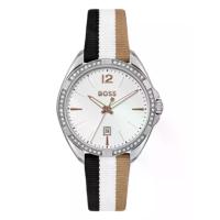 ราคา Boss นาฬิกาข้อมือผู้หญิง Felina รุ่น HB1502645 สายผ้า สีดำ/ขาว/น้ำตาล (MKP1629522)