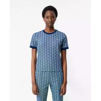 ราคา LACOSTE เสื้อยืดลาคอสท์ ทรงเข้ารูป ลายโมโนแกรม ผ้าเเจ๊คการ์ด สีน้ำเงิน 36 EU (MKP2056305)