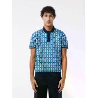 ราคา LACOSTE เสื้อสเวตเตอร์คอปกโปโลพิมพ์ลายเส้นของ Robert George สีฟ้า 4 (MKP1865129)