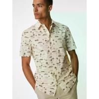 ราคา MARKS & SPENCER เสื้อเชิ้ตผู้ชาย Easy Iron Pure Cotton พิมพ์ลาย Geometric S (GRCDS20924060059)