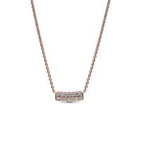 ราคา Pandora สร้อยคอ 14k Rose gold-plated necklace with clear cubic zirconia สีโรส (MKP1492438)
