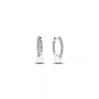 ราคา PANDORA ต่างหู Sterling hoop ears with clear cubic zirconia and white treated freshwater cultured pearl สีเงิน Free Size (MKP1672882)