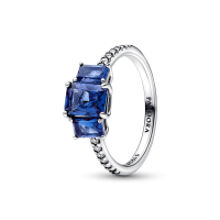 ราคา PANDORA แหวน Sterling silver ring with princess blue crystal and clear cubic zirconia สีเงิน 52cm (MKP1387530)
