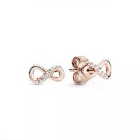 ราคา Pandora ต่างหูรูป infinity Rose gold สีบรอนซ์ (MKP0593767)