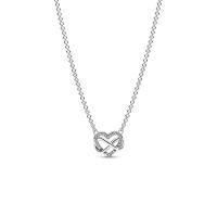 ราคา Pandora สร้อยคอ Infinity heart sterling silver necklace with clear cubic zirconia สีเงิน (MKP1492439)
