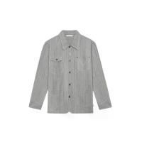 ราคา Moo [MOO 5/25] เสื้อแจ็กเก็ตแขนยาว ผ้าคอตตอนลายทาง รูปแบบ Workewar 4 กระเป๋า ปักด้ายต่างสี ตัว ' M ' ที่อก แต่งกระดุมสีเงินรมดำ สีเทา L (MKP2095661)