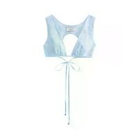 ราคา KLOSET (RS24)เสื้อครอป ผ้าปักkloset ผูกหลัง สำหรับผู้หญิง สีฟ้า S (GRMKPPR000097663)