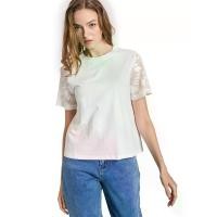 ราคา FOF เสื้อยืดผู้หญิง แขนสั้น แต่งลูกไม้ XL (CDS22592637)