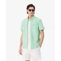 ราคา LACOSTE เสื้อเชิ้ตแขนสั้นผู้ชายลาคอสท์ พิมพ์ลายตาราง ทรงพอดีตัว สีขาว 38 (GRMKPPR000165440)