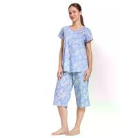 ราคา CLAUDIA'S ROMANCE ชุดนอนผู้หญิง เสื้อโปโลแขนสั้น คอกลม + กางเกงขา 4 ส่วน พิมพ์ลาย สีฟ้า XL (CDS24349055)