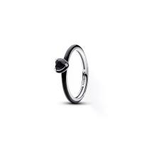 ราคา PANDORA แหวน Pandora Heart sterling silver ring with black crystal and black enamel 58 (MKP1633186)