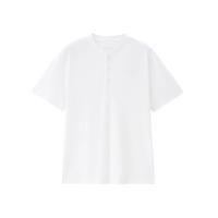 ราคา GIORDANO เสื้อยืดแขนสั้นผู้ชาย Online Exclusive Cotton Blend Henley T-shirt (Korea) สีขาว XL (MKP2096952)