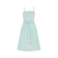 ราคา ASV ( PF24 ) เดรสผู้หญิง สายเดี่ยว ทรงบาน แต่งระบาย ตัดต่อรูดช่วงสะโพก สีฟ้า XS (MKP1809268)