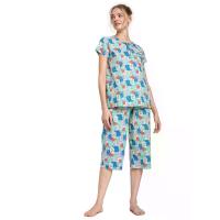 ราคา CLAUDIA'S ROMANCE เซ็ตชุดนอนผู้หญิง เสื้อคอกลม แขนสั้น + กางเกงขา 4 ส่วน สีฟ้า S (GRCDS20925070257)