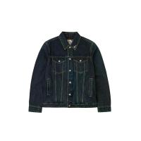 ราคา EVISU Men Denim Jacket Washed Brushstroke Daicock Print Regular Fit Indigo L (CDS24623834)