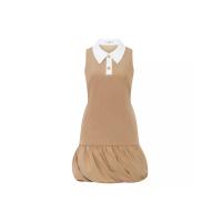 ราคา ASV (AW24)เดรสผู้หญิงแขนกุด คอปกโปโล ทรงบอลลูน จับจีบชายกระโปรง สีน้ำตาล S (MKP1879726)