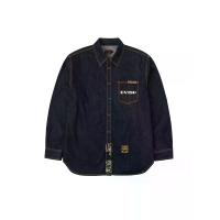 ราคา EVISU Men Shirt Denim Multi-pocket and Barcode Seagull Embroidery Regular Fit Navy L (CDS24621106)
