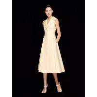 ราคา ASAVA (SS24) เดรสผู้หญิงแขนกุด ปกใหญ่ คอวี แต่งกระดุมหน้า สีเบจ XS (GRMKPPR000146481)