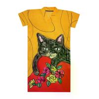 ราคา YODYOKO เดรสตัวยาวผู้หญิงคอกิโมโน-สีเหลือง : ลายลูกแมวกับดอกกุหลาบหลากสี Free Size (GRMKPPR000176882)