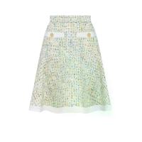 ราคา ASV ( SS25 )กระโปรงผู้หญิง ทรงแฟลร์ แต่งปากกระเป๋าและชายกระโปรง แต่งกระดุมทอง ซิปหลัง ผ้าทวีต สี Lemon Green S (GRMKPPR000189099)