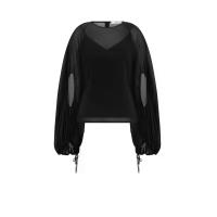 ราคา ASV ( SS25 )เสื้อผู้หญิง แขนยาว แต่งวอลลุมช่วงปลายแขน คอตั้ง โบว์ผูกด้านหลังคอ ดีเทลเจาะด้านหน้า ดีเทลผ้าเย็บกดลูกไม้ สีดำ S (MKP2090319)