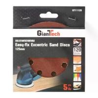 ราคา GIANTTECH กระดาษทรายกลม รุ่น G711120 เบอร์ 120 ขนาด 5 นิ้ว 8 รู (แพ็ก 5 ชิ้น) สีแดง (MKP1204898)