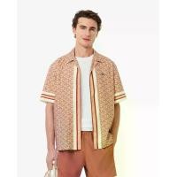 ราคา LACOSTE เสื้อเชิ้ตลาคอสท์ ลายโมโนแกรม ทรงตรง สีเบจ 45 (GRMKPPR000168947)