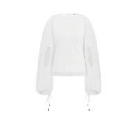 ราคา ASV ( SS25 )เสื้อผู้หญิง แขนยาว แต่งวอลลุมช่วงปลายแขน คอตั้ง โบว์ผูกด้านหลังคอ ดีเทลเจาะด้านหน้า ดีเทลผ้าเย็บกดลูกไม้ สีขาว S (MKP2090315)