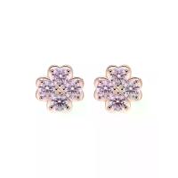 ราคา MERII ต่างหูเงินผู้หญิงชุบโรสโกลด์ประดับ CZ สีชมพู ดีไซน์ต่างหูสตัด (MKP2056274)