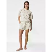 ราคา Marks & Spencer เสื้อนอนผู้หญิง ผ้า Cotton Rich แต่งชายเสื้อ มีเชือกรูด สี Ivory XS (GRCDS20324040091)