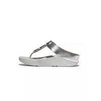 ราคา FitFlop™ รองเท้าแตะแบบหูหนีบผู้หญิง FINO RESIN-HOOP LEATHER สี SILVER 5 UK (GRMKPPR000164647)