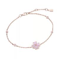 ราคา MERII สร้อยข้อมือผู้หญิงเงินชุบโรสโกลด์ ประดับ CZ สีชมพู ดีไซน์ใบโคลเวอร์ (MKP2056275)