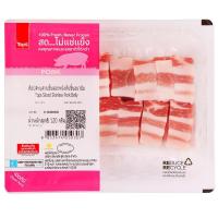 ราคา ท็อปส์หมูสามชั้นลอกหนังหั่นชิ้นอนามัย 120กรัม