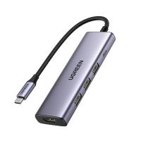 ราคา Ugreen Port Hub 5-in-1 USB-C to 4xUSB-A, HDMI and PD (15596) Gray (6941876215966)