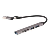 ราคา TECHPRO Port Hub 5-in-2 2xUSB 2.0/USB 3.0/Card reader SDTF Gray (8857882444765)