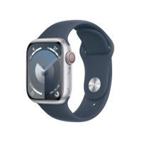 ราคา Apple Watch Series  9 GPS + Cellular 41mm Silver Aluminium Case with Storm Blue Sport Band - S/M (195949022210)