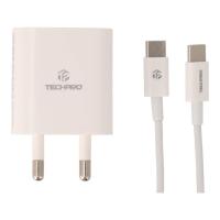 ราคา อะแดปเตอร์พร้อมสายชาร์จ TECHPRO Wall USB Charger 1 USB-A (QC3.0A) / 1 USB-C (PD20W) + USB-C to USB-C Cab (8857899926018)