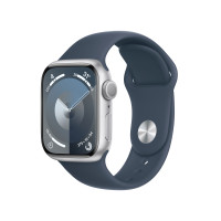 ราคา Apple Watch Series 9 GPS 41mm Silver Aluminium Case with Storm Blue Sport Band - M/L (195949030291)