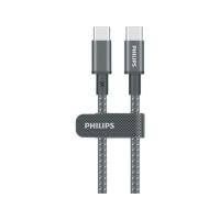ราคา สายชาร์จ Philips USB-C to USB-C Cable 60W Braided 1M Black (DLC5030C/00) (4895229152595)