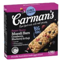 ราคา Carman's ซุปเปอร์เบอร์รี่มูสลี่บาร์ 270กรัม (42467)