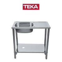 ราคา TEKA อ่างล้างจาน แบบตั้งพื้น รุ่น AP PLUS สี สแตนเลส ฟรี ก๊อกน้ำเย็น 2 หลุม 1ที่พัก 120cm (40914)